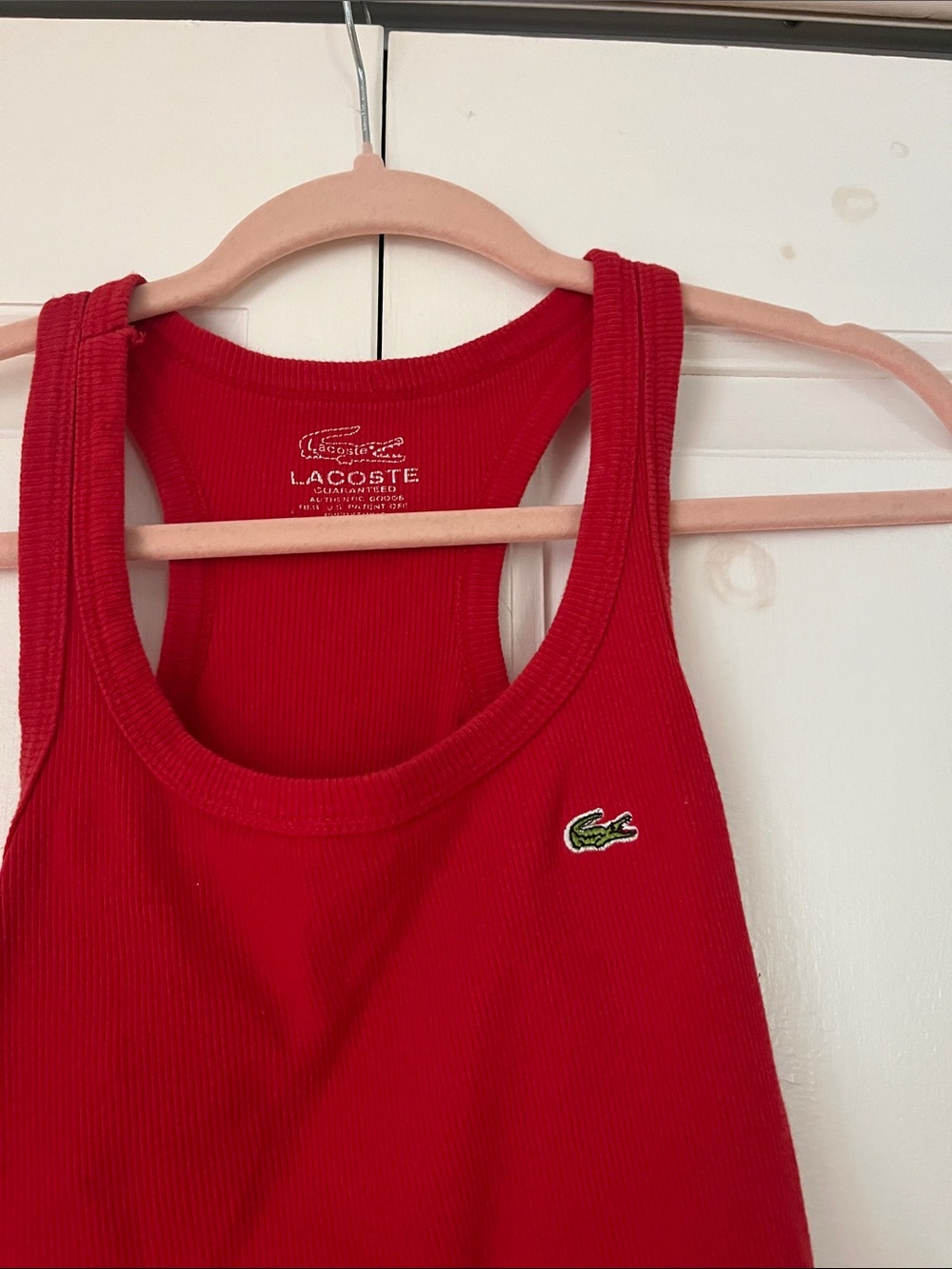 lacoste red tank top size small